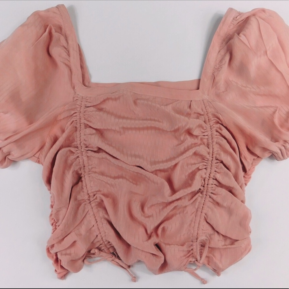 Pink puff sleeves blouse